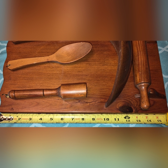 Primitive Kitchen Utensil WALL HANG Pocket ANTIQUE Oak - Picture 4 of 4